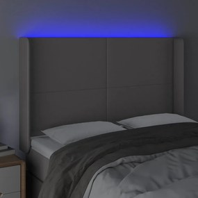 szürke műbőr LED-es fejtámla 147x16x118/128 cm