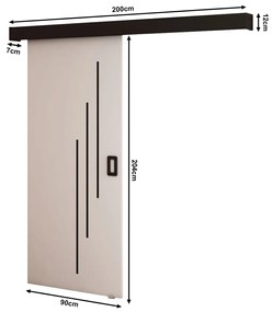 Tolóajtó 90 cm Bethany V (matt fehér + matt fekete). 1043495