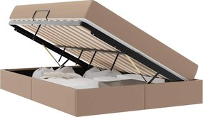 vidaXL Ágy tárolóval és matraccal matracmal 2 pcs Cappuccino Bőr