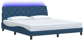 kék szövet ágykeret LED-es matrac nélkül 180 x 200 cm