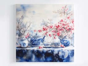 Canvas Vászonkép Japán Porcelán Virágzó Cseresznye Tea 40x40