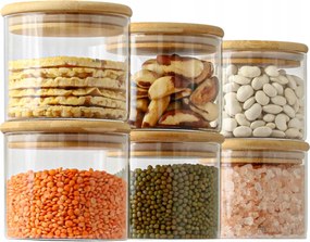 6x Ételtároló üvegedények konyhai befőttes üveg rendszerező szett 450ml