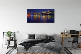 Canvas képek Varsó város éjszaka folyó híd 120x60 cm