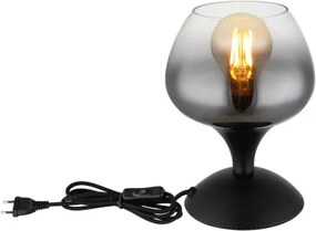 Globo 15548T2 Asztali lámpa fém fekete matt, füstszínű/átlátszó színátmenetes üveg búra, fekete textil kábel, billenőkapcsoló a kábelen, ø: 150mm, M: 205mm, kábel hossza 1500mm, 1x E27 40W 230V izzó nélkül