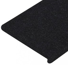 15 db fekete öntapadó lépcsőszőnyeg 65x24,5x3,5 cm