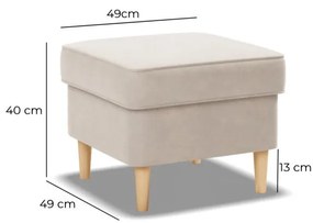 Uszak lábtartó, bársony, bézs