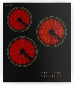 Klarstein Victoria üvegkerámia főzőlap, 3 zóna, Elegáns, időtálló, 5000 W, 45 cm