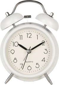 Fehér klasszikus ébresztőóra fekete indexekkel Ronand 12x6x17 cm