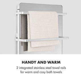 Klarstein Hot Spot Crystal Flow, fürdőszobai fűtőtest, 45 x 82cm, 36m², 2000 W, 5-40°C, LED