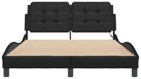 fekete ágykeret LED-ekkel matrac nélkül Zadar 140 x 190 cm