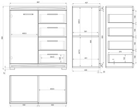 SIMPLE bútorkollekció Millenium Beton/Fehér Fényes - VITRINES SZEKRÉNY FALI POLC KOMÓD NAPPALIBA