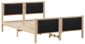 Ágykeret fejtámlával Fekete 150 x 200 cm szövet