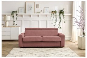 Rózsaszín kordbársony kinyitható kanapé 215 cm Monaco – Bobochic Paris