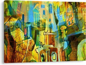 Kép - Építészet, kubista absztrakció (70x50 cm)