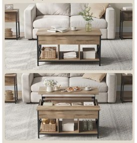 NYRO emelhető asztallappal rendelkező dohányzóasztal, barna/fekete