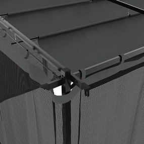 antracitszürke acél pavilon hálós oldalakkal 6 x 3 m