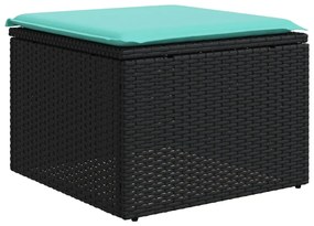 9 részes fekete polyrattan kerti ülőgarnitúra párnával