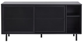 Fekete fém komód tolóajtóval 160x75x46 cm Veep – Unique Furniture