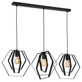 Csillár zsinóron HEXAGON 3xE27/60W/230V fekete
