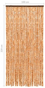 okkersárga és fehér zsenília rovarfüggöny 100 x 220 cm