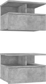 vidaXL 2 db betonszürke szerelt fa lebegő éjjeliszekrény 40x31x27 cm