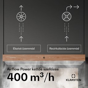 Klarstein ZenFusion páraelszívó, légáram 400 m³/h, EEK A, elszívás/visszavezetés, 3 szint, csendes