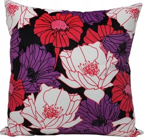 Velúr Párnahuzat 40x40 velúr virágos lila-rózsaszín