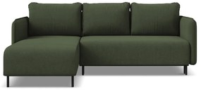 Zöld kinyitható-tárolóhelyes sarokkanapé (bal oldali) Luana – Makamii