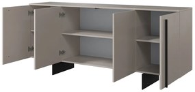 Larena komód 200 cm három fiókkal - kasmír / fekete lábak