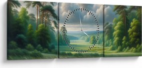 Kép - Zöld táj (órával) (90x30 cm)