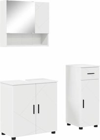 vidaXL Fürdőszoba bútor szett fiókkal 3 pcs Fehér Faanyag & Fém