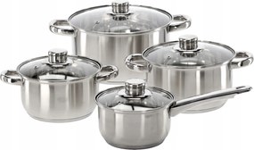 Edénykészlet serpenyővel és fedővel 8 db-os Rozsdamentes Acél Gáz Indukciós