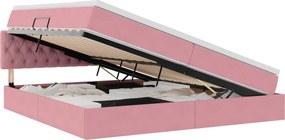 vidaXL Tárolós Ágy matracmal tárolóval Rózsaszín 200 x 200 cm Bársony