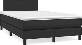 vidaXL fekete műbőr rugós ágy matraccal 120 x 200 cm
