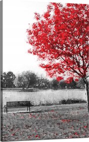 Vászonkép Szürke Piros levelek Kontraszt 50x80 cm