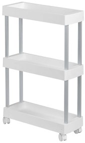 Fehér műanyag gurulós polcos állvány 45x80 cm Mino – Wenko