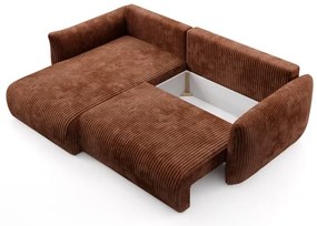 Univerzális ággyá alakítható L alakú sarokülőgarnitúra tárolórekesszel FRIDA barna