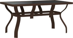 vidaXL barna és fekete acél és üveg kerti asztal 140x70x70 cm