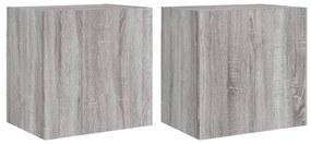 2 db szürke sonoma szerelt fa fali TV-szekrény 40,5x30x40 cm
