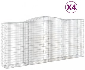 4 db íves horganyzott vas gabion kosár 400x50x180/200 cm