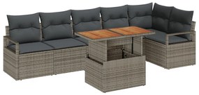 Kert étkező szett 7 pcs Szürke és Barna 100 x 55 x 73 cm