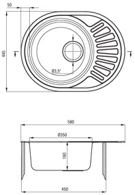 Deante Twist, rozsdamentes acél munkalap mosogató 1 kamrás Z/O 580x445x160 3,5" + szifon, szatén mintás, ZEU_011B