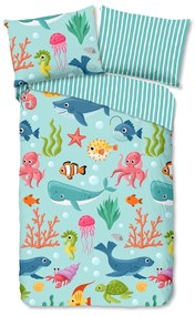 Kék egyszemélyes pamut gyerek ágyneműhuzat 140x200 cm Ocean – Good Morning
