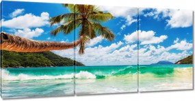 Vászonkép 210x100 Paradicsomi tengerpart pálmafákkal