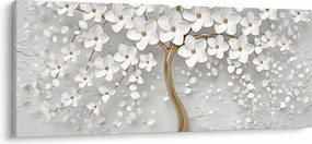 Fehér fa virágokkal képe (120x50 cm)