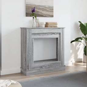 szürke sonoma színű szerelt fa kandallóburkolat 90 x 30 x 90 cm