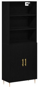Magas Szekrény Fekete Tölgy 69.5x34x180 cm Laminált Fa