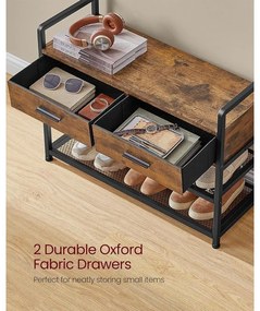 Előszobafal ülőkével, cipőtárolóval,szövetfiókkal,30 x 80,4 x 181,6 cm, rusztikus barna/fekete