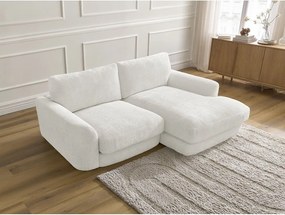Fehér zsenília sarokkanapé (jobb oldali-heverő résszel) Leonore – Bobochic Paris