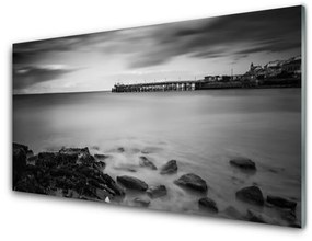 Modern üvegkép Sea Pier Landscape 100x50 cm 2 fogas